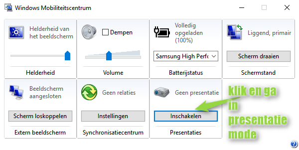 presentatie instellingen windows
